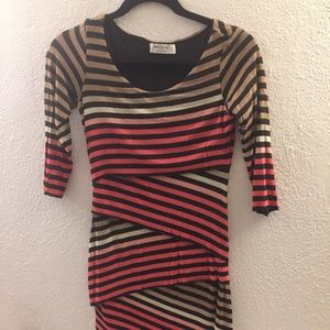 Bailey /44 Bodycon Pink Zigzag Layered Dress